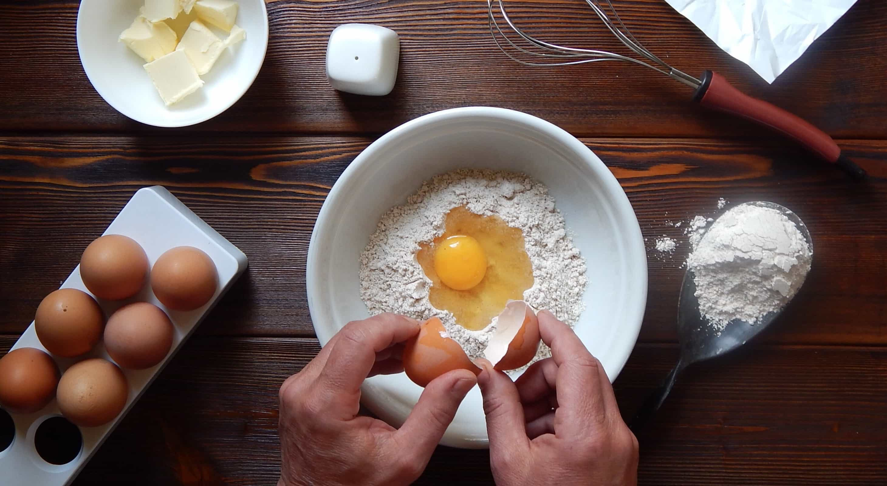 Baking with flour, egg and butter