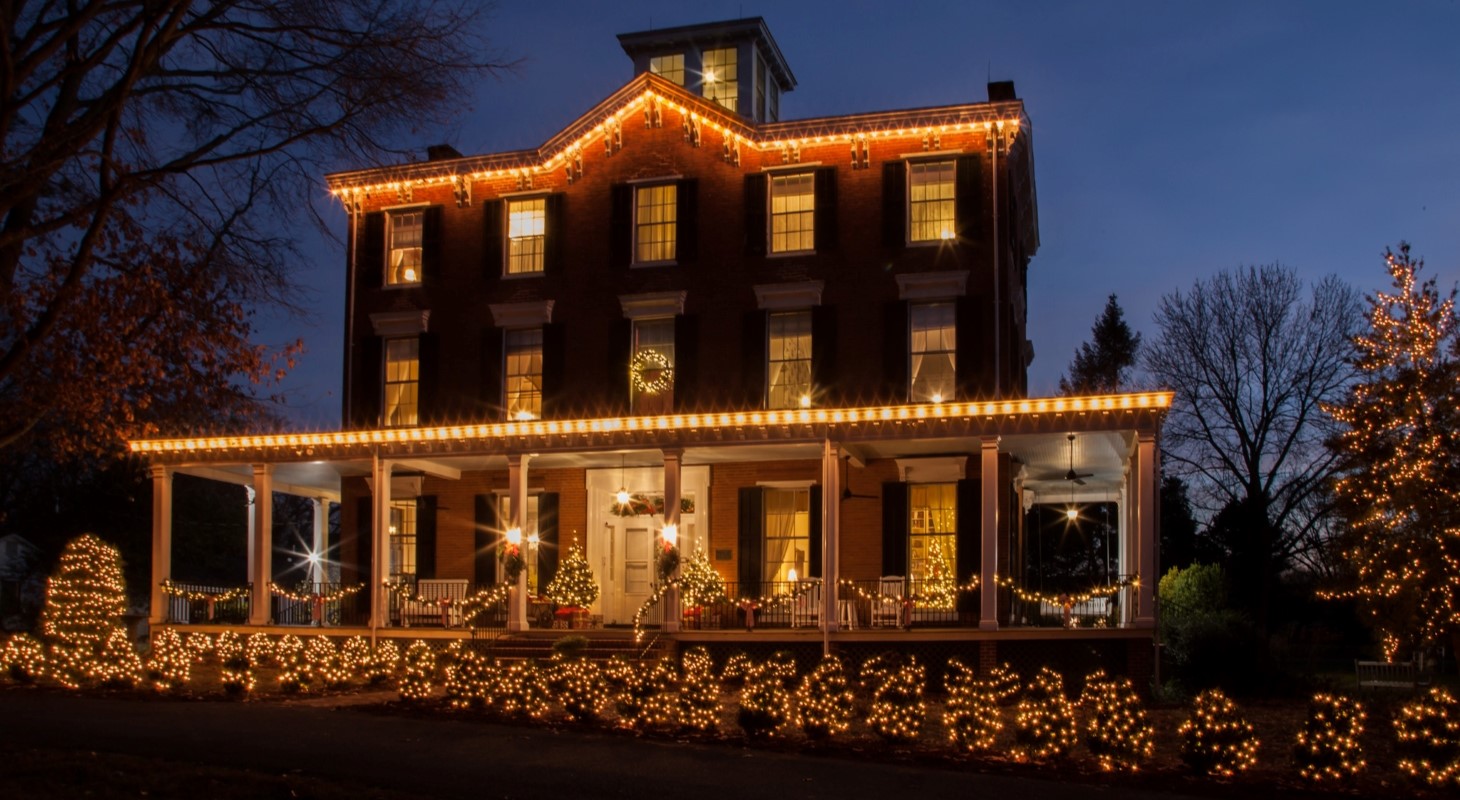 outside of Brampton Bed and Breakfast during the holidays