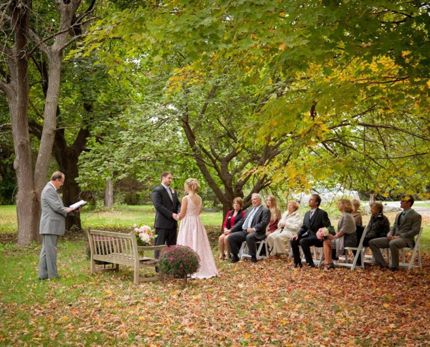 Small, intimate outdoor wedding ceremony