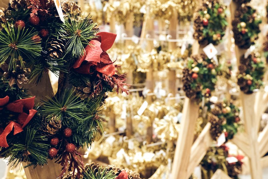 shopping for wreaths at a christmas event in maryland